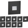 ledscom.de 10x faretti LED per scale/da incasso a parete FOW per interni ed esterni, downlight, quadrati, neri, 85 x 85 mm, bianco caldo