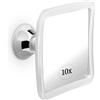 Mirrorvana Specchio ingranditore 10X per trucco con ventosa - specchio per ingrandimento portatile per truccarsi senza luce, magnifying makeup mirror - 16cm x 16cm (Quadrato)
