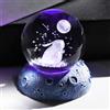 Movdyka Sfera di cristallo 3D incisa coniglio e luna con luci notturne, 6 cm, statuette in vetro con base spaziale, per donne, figlia, ornamenti da collezione per la casa, ricordo per sua mamma