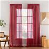 MIULEE Tende Trasparente Tenda per Interni Voile Trasparenti Camera da Letto Adatte Con Anelli Soggiorno Moderne Eleganti 2 Pezzi Rosso 140 x 225 CM