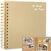 Bellanova 8 Pollici Album Scrapbook a Spirale, 20.5×20.5cm Fotoalbum zum Selbstgestalten, copertina in carta kraft, 40 fogli 80 pagine, DIY Quaderno diario, Album da disegno (Khaki)