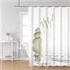 Uiiooazy Tenda Doccia Antimuffa, Tenda da Doccia 200x180cm Spa Pietra Grigio Zen Pianta Meditazione Tende da Bagno Tessuto Lavabile Impermeabile Poliestere Tende per Vasca da Bagno con 12 Anelli