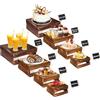 Hanured® 8 pezzi Alzate da buffet con mini cartellini, Alzatine per torte in legno rustico con fondo cavo, per matrimoni e feste di compleanno