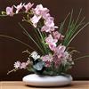 SYDDOL INSPIRED SYDDOL Orchidee artificiali in vaso di ceramica, fiori realistici di seta con vaso per la decorazione della casa (rosa + bianco)
