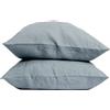 MLH MY LINEN HOME My Linen Home | Set di 2 Federe in Lino Lavato (100% StoneWashed) | Federe Cuscini 50x70 cm I Ipoallergenico, Termoregolazione e Traspirabilità I Adatto a Tutte le Stagioni | Copricuscini Blu grigio