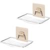 ZEACCT 2 Pezzi Portasapone Strato Autoadesivo, Portasapone in Acciaio Inossidabile, Supporto a Parete per Portasapone, Cestino per Sapone in Acciaio Inossidabile, per Doccia, Bagno, Cucina