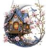 MEIYUDA 5D DIY Diamond Painting Pendente Kit Completo Casa sulla luna, Diamant Painting Fai-da-te Acchiappaluce, Pittura Diamante Strass Ricamo a Punto Croce per Decorazioni Casa