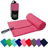 FIT&FUN Asciugamano in Microfibra Ultraleggero 39g, Telo Palestra, Sport, Viaggio e Mare, Ultra Assorbente e Antibatterico, Asciugatura Rapida, Standard 100 OEKO-TEX (Rosa acceso, 70x140 cm)