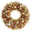 com-four® Ghirlanda natalizia per porta - Ghirlanda dell'Avvento con orpelli e palline di albero di Natale in bellissimi colori Ø circa 40 cm - Grande decorazione natalizia lucida - Ghirlanda