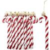 DAHI 12 Pezzi Decorazioni per Albero di Natale, Bastoncini di Zucchero Natalizi, da Appendere, Palline di Natale (Rosso-bianco)
