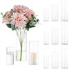 Glasseam Cilindro Vaso Per Fiori In Vetro Trasparente, 4 Set Glasseam Modern Basic Vasi Per La Decorazione Della Tavola Centrotavola Matrimoni Pampa Erba Portacandele Per Ornamenti Soggiorno, 15/20/25 Cm Alto