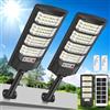 PEAKRO 600W Lampione Solare LED Esterno, 6500K Lampioni da Giardino IP66 Impermeabile con Pannello Solare, Sensore di Movimento, Faro Stradale Esterno Luce Solari per Garage Strada (2 pezzi)