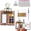 AURIVEE Kit Tavolozza per Pittura ad Acquerello - Mini Set Portatile in Legno 8 Scomparti