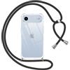 Pnakqil Cover per iPhone Air con Cordino, Trasparente Custodia con Laccio Tracolla Cellulare Girocollo Collana Protettiva per iPhone 17 Air 6,5, Nero