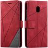 SONWO Cover per Galaxy J3 2017, Flip Caso in PU Pelle Case Cover Portafoglio Custodia per Samsung Galaxy J3 2017, [Kickstand] [Slot per Schede], Rosso