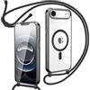 Oelrstfe Cover Magnetica Trasparente con Cordino per iPhone 17 Air con Magnetico,Custodia Sottile con Laccio Collana Tracolla Regolabile Antiurto Case con Collana per iPhone Air-Nero