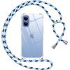 Pnakqil Cover per iPhone 17 con Cordino, Trasparente Custodia con Laccio Tracolla Cellulare Girocollo Collana Protettiva per iPhone 17 6,3 Pollic, Blu