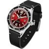 CADISEN Automatico Orologio Uomo Meccanico Vetro zaffiro Impermeabile Casuale Società Cintura In Pelle, Colore: rosso