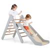 COSTWAY Triangolo Arrampicata con Scivolo Arrampicata in Legno Triangolo Scivolo Scivolo Arrampicata per Bambini dai 1 Anni (Grigio)