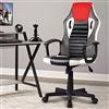 BAKAJI Poltrona Presidenziale Ergonomica Sedia Gaming Racing da Scrivana in Eco Pelle Arredo Ufficio Casa Cameretta Sala Riunioni Regolabile in Altezza Girevole e Direzionale (Rosso)