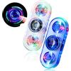 SCIONE Set da 2 Fidget Spinner LED per Bambini & Adulti - Trottola luminosa antistress, giocattolo sensoriale con 3 modalità, luce al buio. Ideale per feste e regali di compleanno (Bianco-Blu)