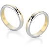 Donipreziosi Coppia Fedine Personalizzabili in Argento 925 placcate oro giallo/bianche e zircone centrale con Incisione Nome e Data - 2 Anelli Fidanzamento - Fedina Personalizzata Idea Regalo Uomo Donna (Coppia)