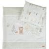 roba Biancheria per Culla Woodland Buddies - Piumino 80 x 80 cm + Federa 35 x 40 cm - Cotone Morbido - Verde Pastello con Orso, Coniglio & Ape