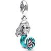 PANDORA Disney Ciondolo con Ariel de La Sirenetta in argento Sterling con zirconia cubica auro boreale trasparente e smalto verde acqua trasparente e ciliegia