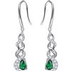 Qings Orecchini Pietra Portafortuna Infinito - Orecchini Verde Smeraldo Maggio Pendenti Donna Argento 925 Zirconia Cubica Orecchini Scintillanti Twist Stroili Regalo di Gioielli per Ragazze Donne