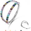 BodyBonita Doppio Piercing Naso Anello - Argento 316L Acciaio Chirurgico Septum Piercing Clicker 16G Arcobaleno CZ Conch Jewellery Cartilagine Nostril Orecchino Naso Helix Rook Trago 8 mm