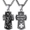 Bandmax San Michele Vintage Collana Uomo Acciaio, 56+5 cm Catena Ciondoli per Collane Portafortuna, Argento Croce Crocifissa Collana per Uomo Ragazzo, Idee Regalo Natale Compleanno per Lui