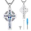 Eusense Croce Celtica Ciondolo in Argento Sterling 925 Albero della Vita Ciondolo Ceneri per Ricordo per Animali Domestici, Cani e Gatti
