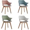 BenyLed Set di 4 Sedie da Pranzo con Rivestimento in Tessuto; Sedie da Soggiorno Poltrone da Salotto Design Intagliato a Cavità con Braccioli (Colore misto 02)