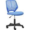 Yaheetech Sedia Ufficio Scrivania Senza Braccioli Girevole a Rotelle Ergonomica Portata 136 kg in Rete Traspirante Altezza Regolabile Blu