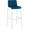 CLP Sgabello da Bar con Schienale Hover, Poltroncina Imbottita in Velluto, Sedia per Bancone con Struttura in Metallo Cromato, Fino a 150 kg, Colore:blu