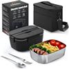 ESOHOT Scaldavivande Elettrico Portatile,120W Scalda Vivande Portatile Elettrico Riscaldamento Ultrarapido 12V/24V/230V Porta Pranzo Riscaldabile per Viaggi, Lavoro, Auto, Camion (1,5L)