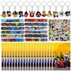 BGNXHYB 94 pezzi Set di articoli da regalo per feste, 20 sacchetti regalo Goku Party + 12 portachiavi + 12 braccialetti + 50 adesivi, per feste di compleanno per bambini, regali, omaggi, accessori per feste