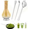 xiruiubao Macha Tea Kit con Frusta Matcha Cucchiaio Setaccio Supporto per Frusta 5 Pezzi Matcha Set Materiale di Qualità Alimentare per Casa Ufficio,Regalo Perfetto per Gli Amanti Del Matcha