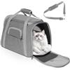 Romon Trasportino per Cani e Gatti, Gatto Portabile e Pieghevole Cane Cat Animali Domestici Zaino Morbido e Traspirante Cane Taglia Piccola Borsa Accessori Viaggio Auto Con Tracolla Imbottito,Grigio