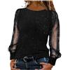 Generic Camicette Festive da Donna Nere Eleganti e Sexy per Il Capodanno con Paillettes Elegante Vestiti