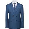 Maiyifu-GJ Completo da uomo doppiopetto gessato 2 pezzi slim fit elegante Prom Blazer e pantaloni Business Wedding Smoking Set, Blu 5., L