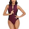 Generico Costume Intero Senza Spalline Piscina Donna Costume da Bagno da Donna in Tinta Unita retrò Senza Maniche con Cerniera Intero Spalline Nero Due Pezzi (Red,XXL)