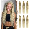 BARSDAR Deep Wave Crochet Braiding Hair, 55cm 6 confezioni Ocean Wave GoGo Curl Crochet Hair per Donne Sintetici Boho Braids Lunga Ondulati Ricci Treccine Capelli Estensione - Ombre Biondo
