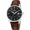 Festina Orologio Uomo F20688/4 Outlet cassa di Acciaio inossidabile 316l Grigio cinturino in Pelle Marrone