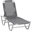 Outsunny Sdraio per Piscina in Alluminio, Lettino Prendisole con Schienale Reclinabile a 5 Livelli, 163x58.5x91cm, Argento|Aosom