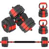 SPORTNOW Set Pesi da Palestra 4 in 1 da 30kg, Convertibile in Kettlebell, 2 Manubri, Bilanciere e Supporto Flessioni, Rosso | Aosom Italy
