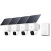 eufy Security Telecamera eufyCam, Kit da 4 con Pannello Solare, Sicurezza Esterna, Panoramica 360°, Rilevamento AI, Qualità 2K, Senza Fili, Telecamera da Esterno eufy, con Homebase