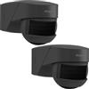 Oktaplex motion Oktaplex Lea - Set di 2 sensori di movimento per esterni, IP54, sensore PIR, 180 gradi, 12 m, montaggio a parete, a soffitto, ad angolo, 230 V, colore antracite