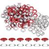 QUARKZMAN 100pz Kit Occhielli in Metallo 2/5 (10mm) ID Occhiello per Teloni Piccolo Rondelle Autoportante con Foro Rondelle per Scarpe Cuoio Perline Nuclei Tela Etichette, Rosso