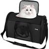 Zavothy Borsa per il trasporto per gatti e cani, borsa per il trasporto, traspirante e pieghevole, trasportino per gatti con tracolla regolabile, materasso in peluche rimovibile (nero, S)